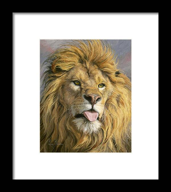 Lion Framed Print featuring the painting Silly Face by Lucie Bilodeau