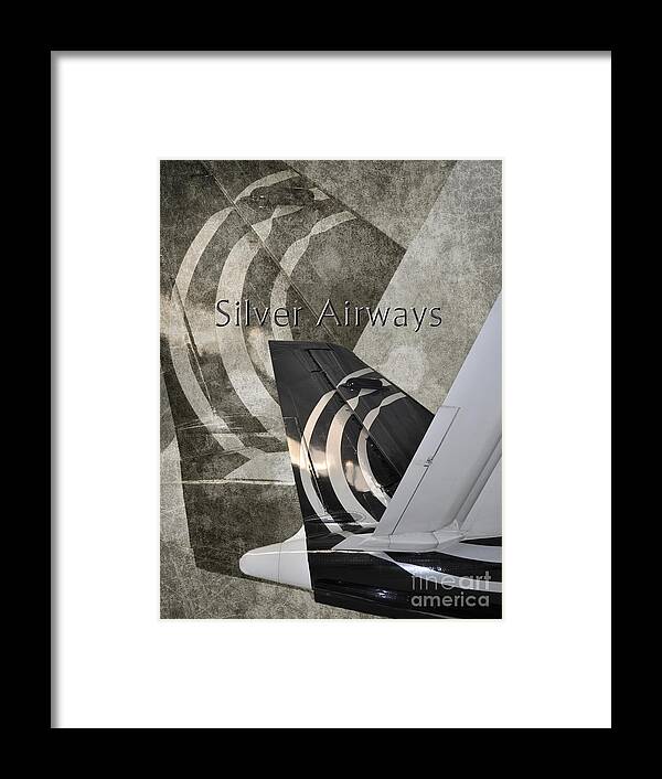 Diane Berry Framed Print featuring the photograph Silver Airways Tail Logo by Diane E Berry