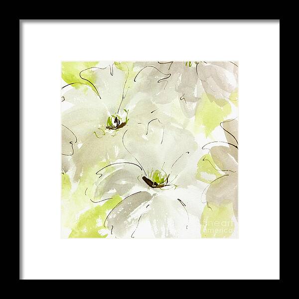 Original And Printed Watercolors Framed Print featuring the painting Silver Clematis by Chris Paschke
