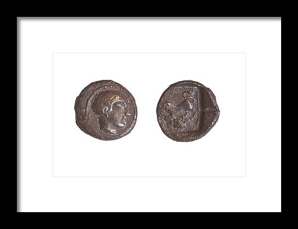 Ancient Framed Print featuring the photograph Silver Drachm 3.4 gr from Philstia by Science Photo Library