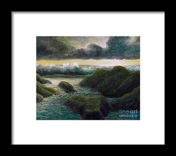 Ocean Scene Framed Print featuring the painting Silver Lining by Marc Dmytryshyn
