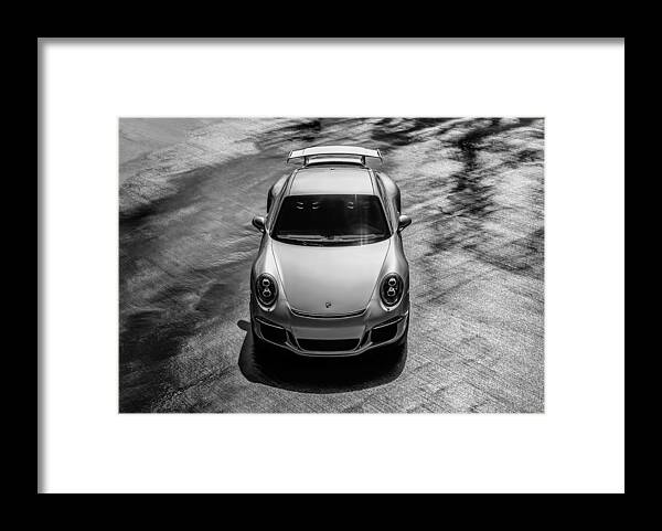 Porsche Framed Print featuring the digital art Silver Porsche 911 GT3 by Douglas Pittman