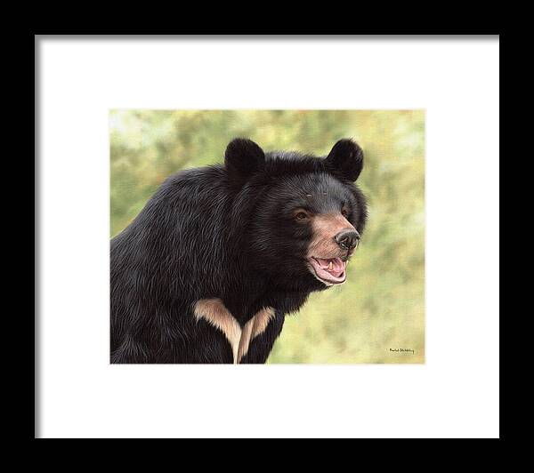 Moon Bear Framed Print featuring the painting Simba Moon Bear - In support of Animals Asia by Rachel Stribbling