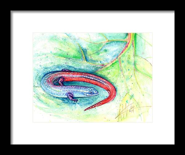 Skink Framed Print featuring the painting Simon by Ashley Kujan