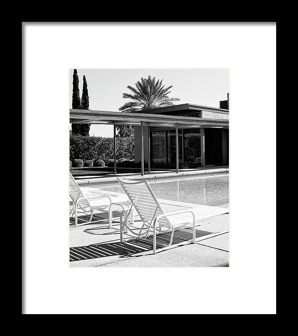 Featured Framed Print featuring the photograph SINATRA POOL BW Palm Springs by William Dey