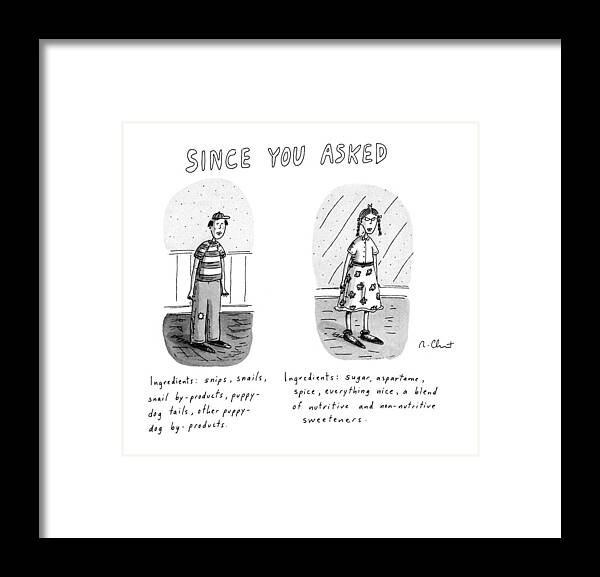 
Since You Asked: Title. Shows Boy Framed Print featuring the drawing Since You Asked by Roz Chast