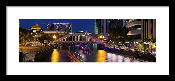 Arch Framed Print featuring the photograph Singapore River Panorama by John Seaton Callahan
