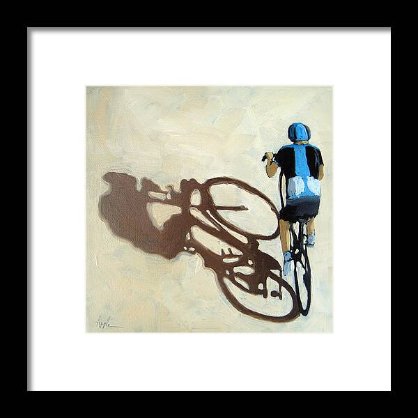 Bicycling Framed Print featuring the painting Single Focus bicycle art by Linda Apple