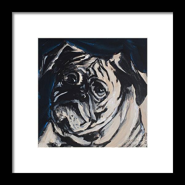Pug; Dog; Puppy; Animal; Portrait; Painting; Acrylic Framed Print featuring the painting Sir Thomas Cameron Cody by Rebecca Weeks