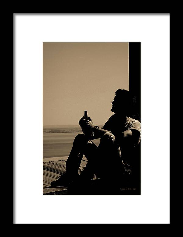 Silhouette Framed Print featuring the photograph Sitting On The Dock...V1 by Aleksander Rotner