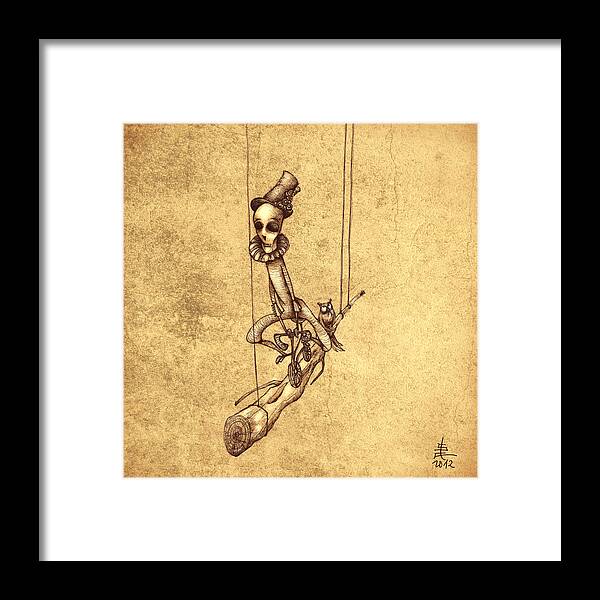 Illustration Art Framed Print featuring the painting Skeleton On Cycle by Autogiro Illustration