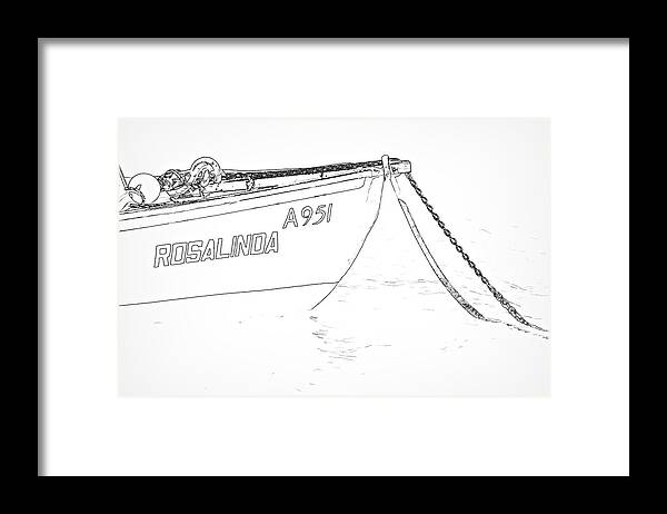 951 Framed Print featuring the photograph Sketch of the Fishing Boat of Aruba Rosalinda by David Letts