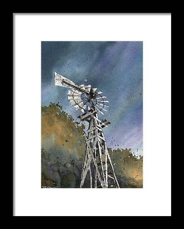 Windmill Framed Print featuring the painting Skillet Ranch Mill by Tim Oliver