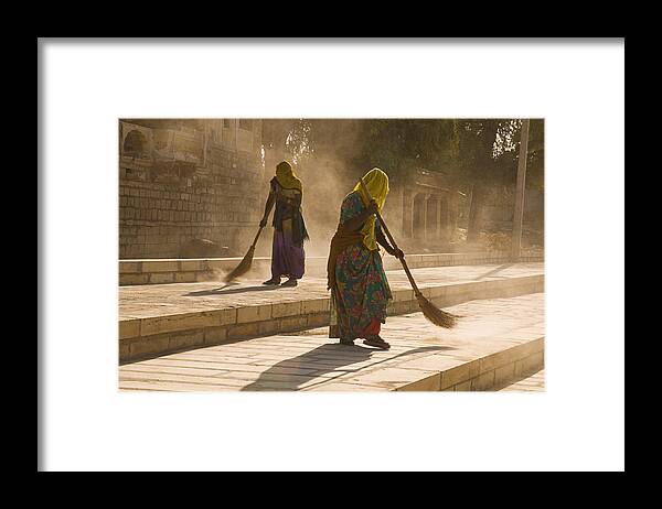 Sweeping Framed Print featuring the photograph SKN 1689 Sweeping Errand by Sunil Kapadia