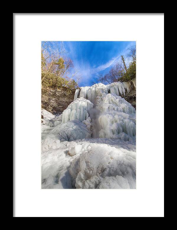 Cascade Framed Print featuring the photograph Sky and Ice by Alan Raasch