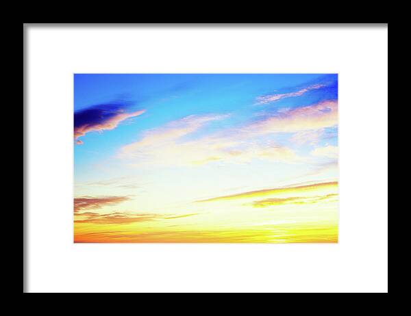 Scenics Framed Print featuring the photograph Sky Background At Sunset Clouds Vivid by Moreiso