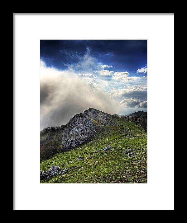 Mountains Framed Print featuring the photograph Sky boundary by Dmytro Korol
