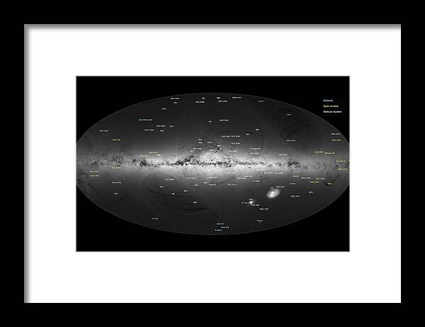 Science Framed Print featuring the photograph Sky Map, Gaia Satellite Annotated by Science Source