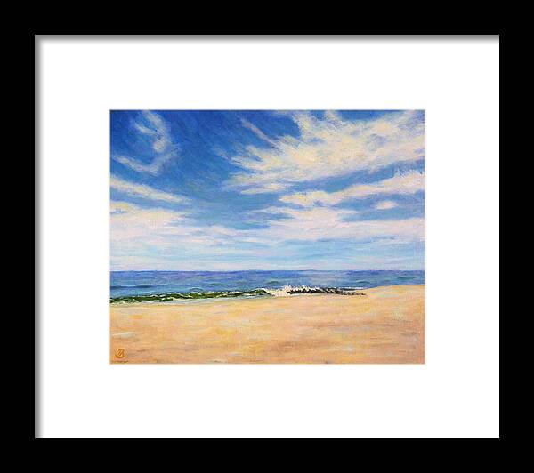 Sky Framed Print featuring the painting Sky Sea and Sand by Joe Bergholm