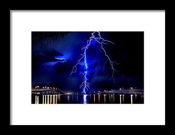 Lightning Framed Print featuring the photograph Sky Streaking by Doug Heslep