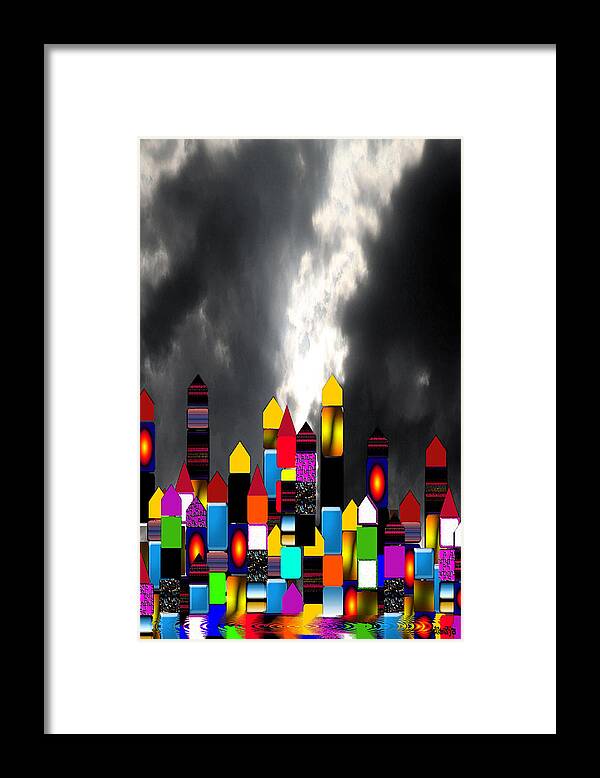 City Framed Print featuring the digital art Skycity by Sladjana Lazarevic
