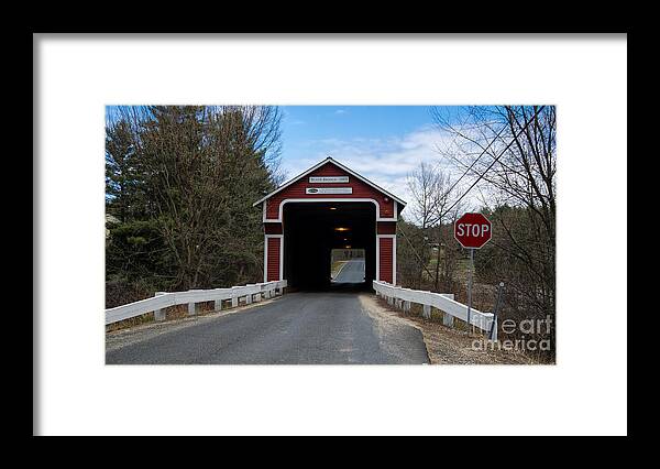Covered Bridges Framed Print featuring the photograph Slate Covered Bridge. by New England Photography