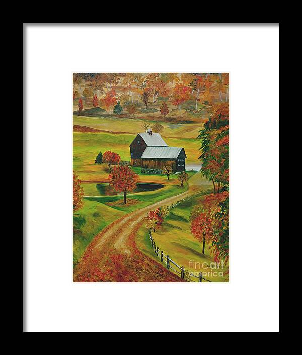 Farm Framed Print featuring the painting Sleepy Hollow Farm by Julie Brugh Riffey