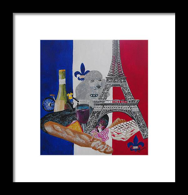 Eiffel Tower Framed Print featuring the painting Slice of Paris by Susan Bruner