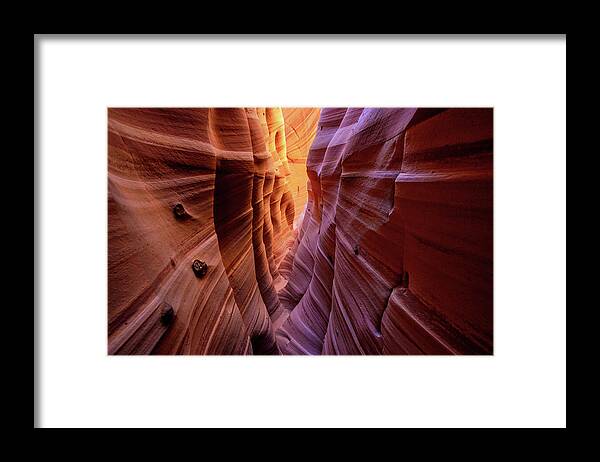 Tranquility Framed Print featuring the photograph Slot Canyon by Piriya Photography