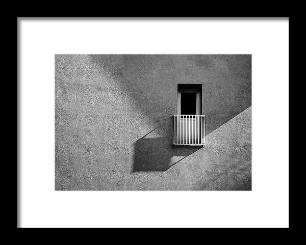 Abstract Framed Print featuring the photograph Small Balcony And Its Shadow by Inge Schuster