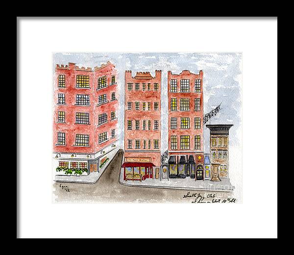 Small's Jazz Club Greenwich Village West 10th Street Framed Print featuring the painting Small's Jazz Club on West 10th Street by AFineLyne