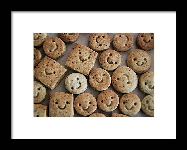 Large Group Of Objects Framed Print featuring the photograph Smile cookies by Cocoaloco