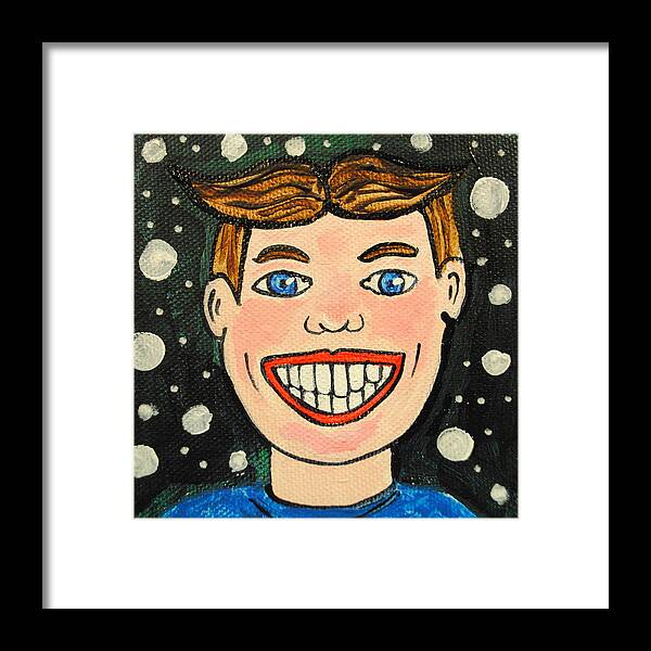 Asbury Park Framed Print featuring the painting Smiling Boy by Patricia Arroyo