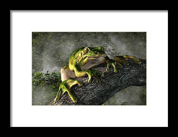 Smiling Frog Framed Print featuring the digital art Smiling Frog by Daniel Eskridge