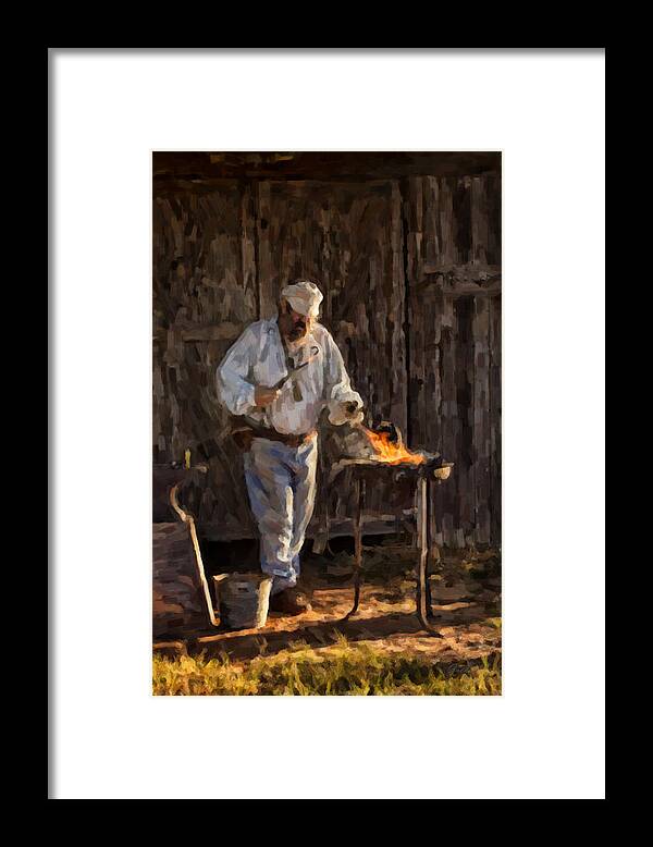 Blacksmith Framed Print featuring the digital art Smithie by Jack Milchanowski