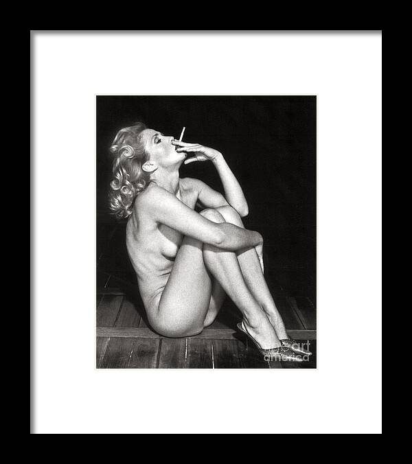 Smoking Nude Framed Print featuring the photograph Smoking Nude by Silva Wischeropp