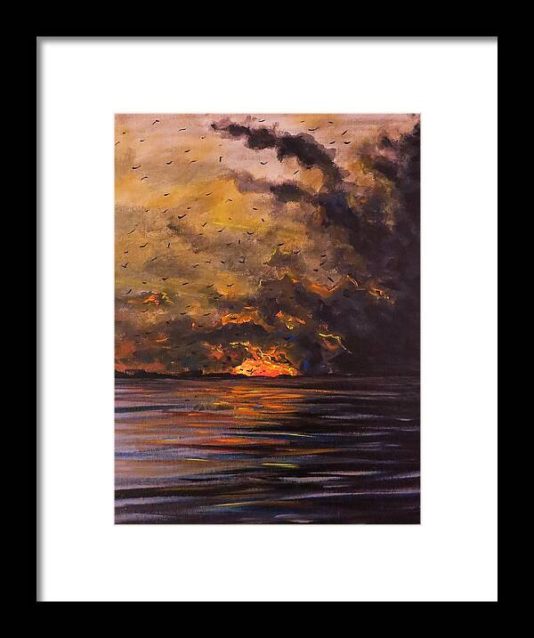 Sunset Framed Print featuring the painting Smolder by Joel Tesch