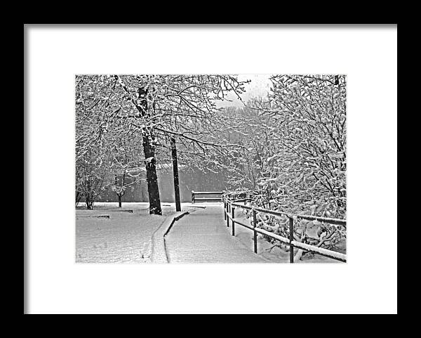 Snow Framed Print featuring the photograph Snow along the path by Andy Lawless