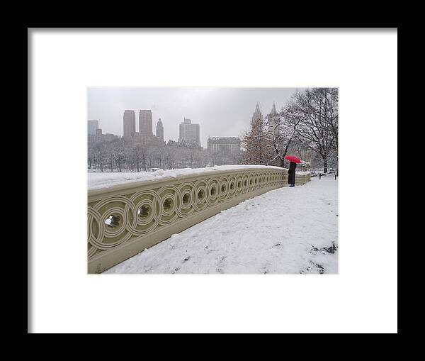 Winter Framed Print featuring the photograph Snow at Bow Bridge by Cornelis Verwaal