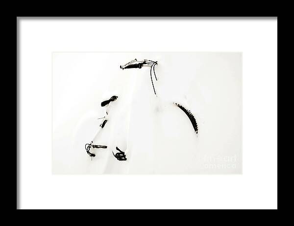 Snow Framed Print featuring the photograph Snow Bound Bicycle by Andee Design