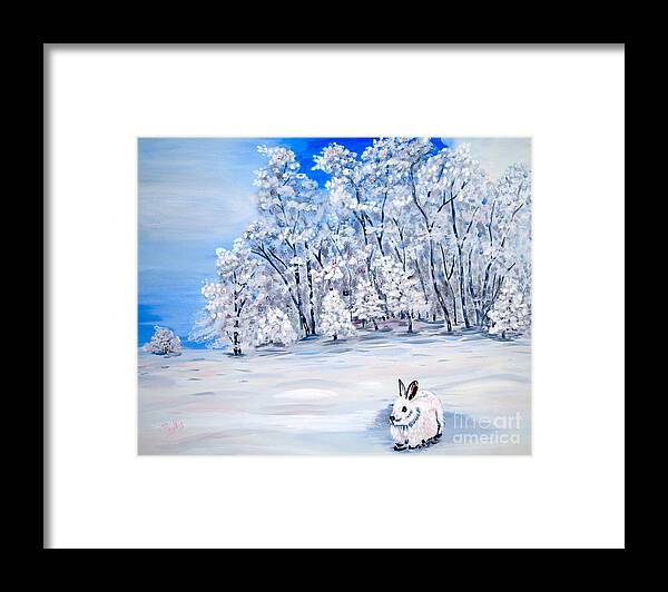 Bunny Framed Print featuring the painting Snow Bunny by Phyllis Kaltenbach