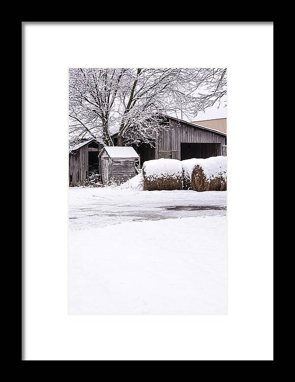 Farm Framed Print featuring the photograph Snow Covered Farm by Holden The Moment