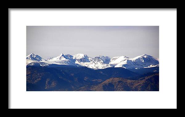 Mountain Framed Print featuring the photograph Snow covered Indian peaks by Thomas Samida