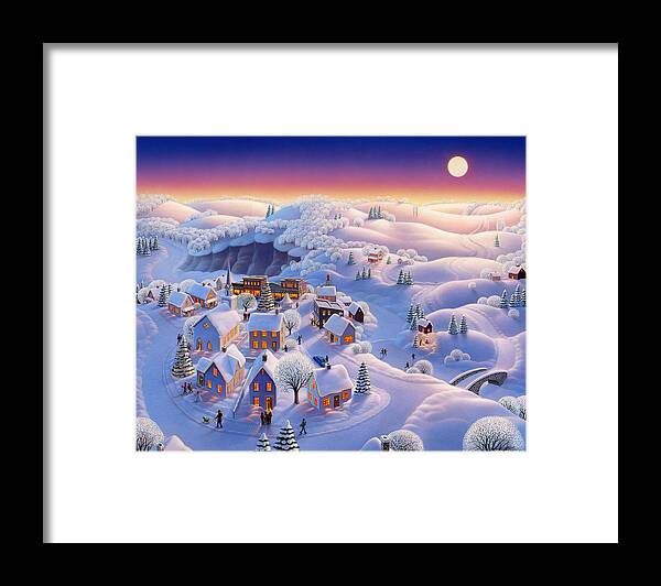 Winter Landscapes Framed Print featuring the painting Snow Covered Village by Robin Moline
