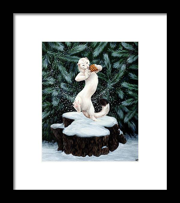 Ermine Framed Print featuring the painting Snow Dance by Beth Davies