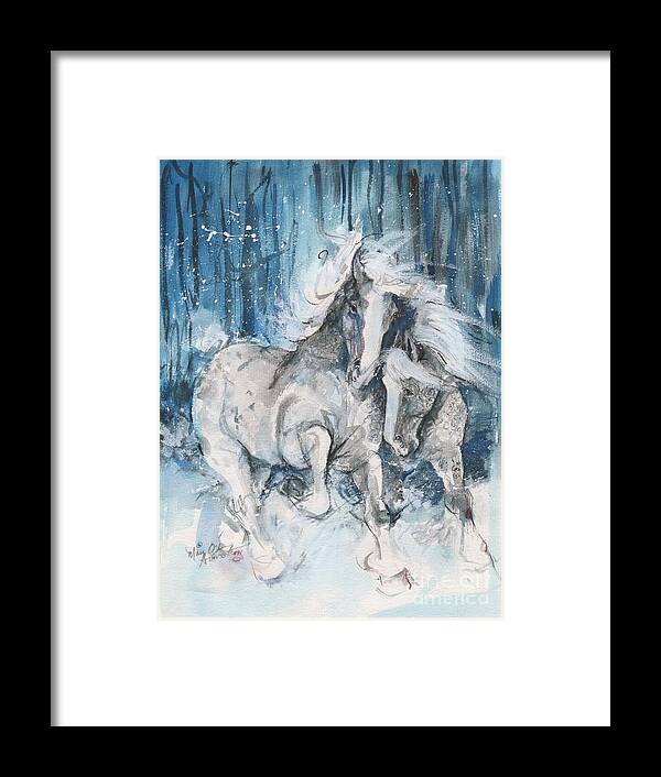 Horses Framed Print featuring the painting Snow Horses by Mary Armstrong
