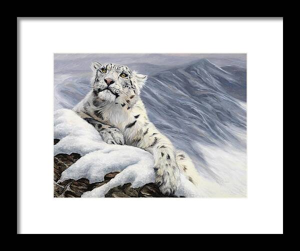Snow Leopard Framed Print featuring the painting Snow Leopard by Lucie Bilodeau