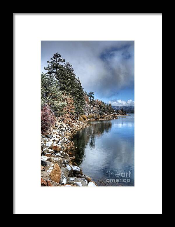 Snow Framed Print featuring the photograph Snow On The Lake by Eddie Yerkish