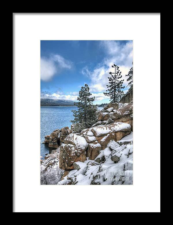 Snow Framed Print featuring the photograph Snow On The Lake 2 by Eddie Yerkish