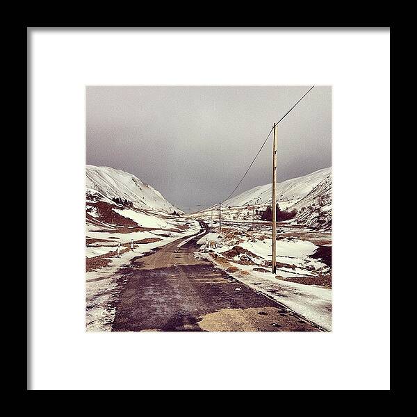 Scenery Framed Print featuring the photograph #snow #road #mountain #hills #ice #sky by Sam Davies